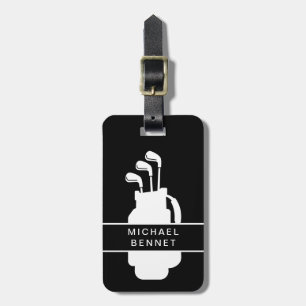 Modern Black Golf Sport Luggage Tag