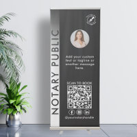 Modern Black Gradient Notary Public Photo Logo QR