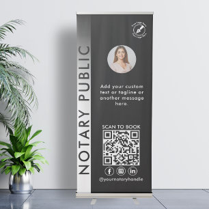 Modern Black Gradient Notary Public Photo Logo QR Retractable Banner