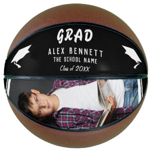 Modern Black Graduate Grad Graduation Photo Basketball