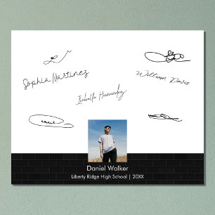 Modern Black Graduation Party Signing Guest  Photo Print