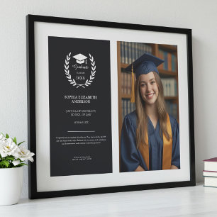 Modern Black Graduation Photo Achievement Frame Poster