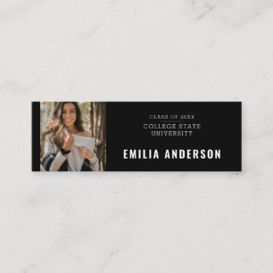 Modern Black Graduation Photo Calling Card
