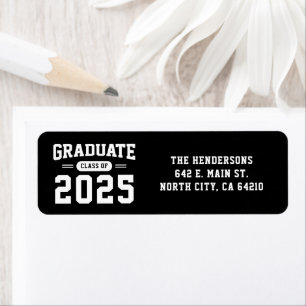 Modern Black Graduation Return Address Label