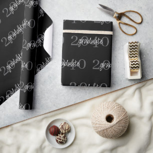 Modern Black Graduation Year Custom Gift Wrapping Paper
