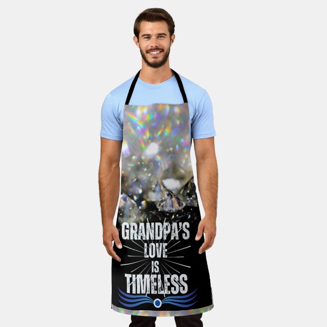 Modern Black Grandfather Grandpa Cooking Bbq Grill Apron (Worn)