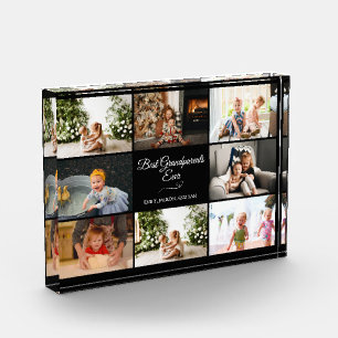 Modern Black Grandparent Collage Gift Photo Block