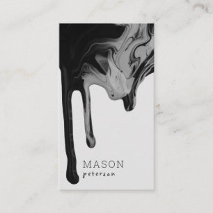 Modern Black Gray Marble Dripping Seamless Paint Business Card
