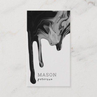 Modern Black Gray Marble Dripping Seamless Paint Business Card