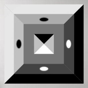 Modern Black, Gray & White Geometric Abstract Art Poster