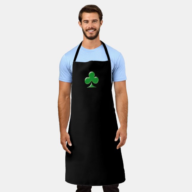 Modern black green Irish Clover shamrock solid Apron (Worn)
