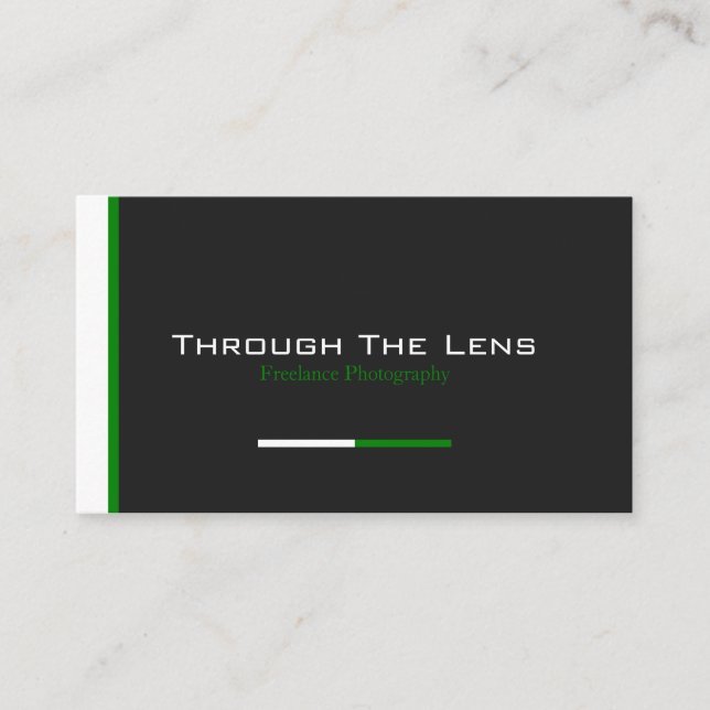 Modern Black, Green & White Stripe - Business Card (Front)