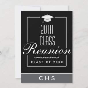 Modern Black Grey 20th Class Reunion Invitation