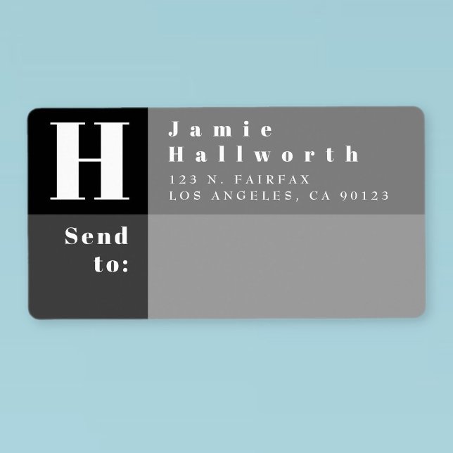 Modern Black & Grey Block Return Address & Send To (Creator Uploaded)