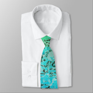 Modern black grey blue green watercolor texture ne tie