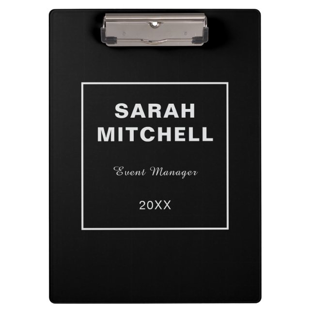 Modern Black Grey Business Pro clipboard (Front)