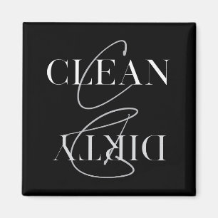 Modern Black Grey Clean Dirty Kitchen Dishwasher Magnet