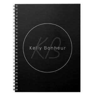 Modern Black & Grey   Cool Name & Monogram Notebook