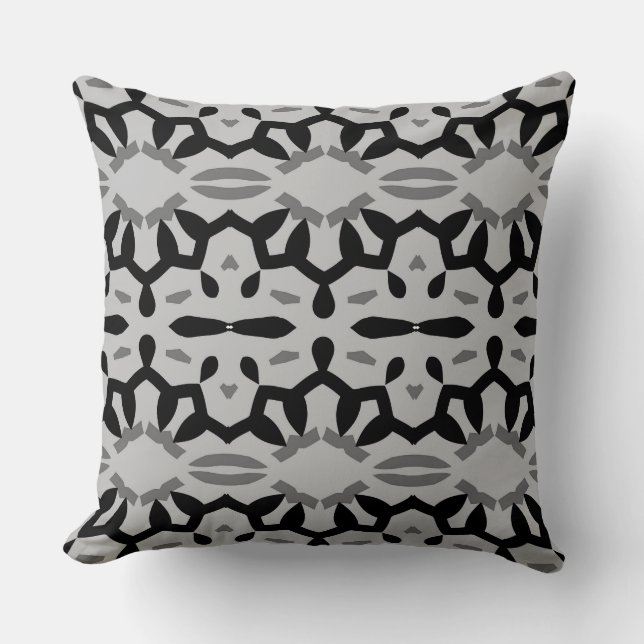 Modern black grey fabric pattern design   cushion (Front)