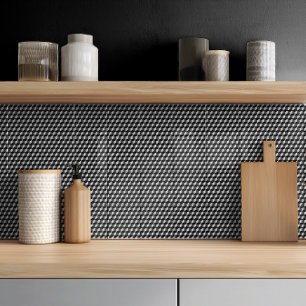 Modern Black Grey Geometric 3D Cube Pattern Tile