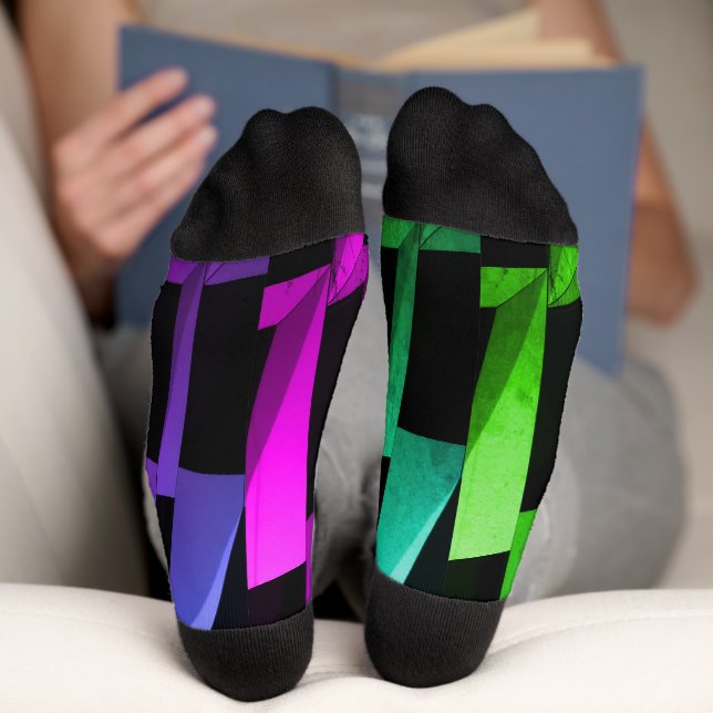 Modern Black & Grey Geometric Pattern Socks (Bottom)