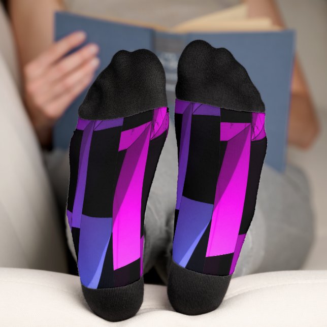 Modern Black & Grey Geometric Pattern Socks (Bottom)