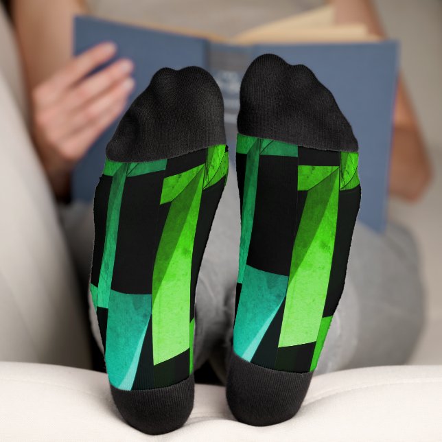 Modern Black & Grey Geometric Pattern Socks (Bottom)