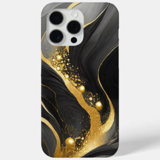 Modern Black Grey Gold Elegant Marble iPhone 15 Pro Max Case