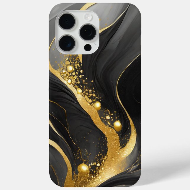 Modern Black Grey Gold Elegant Marble Case-Mate iPhone Case (Back)