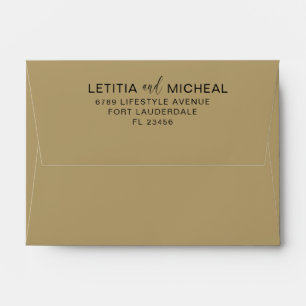 Modern Black, Grey & Gold Monogram Wedding Envelope