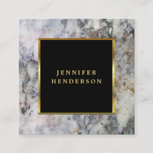 Modern black grey marble and gold professional square business card