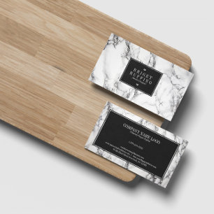 Modern Black & Grey Marble Jewellery Designer Business Card