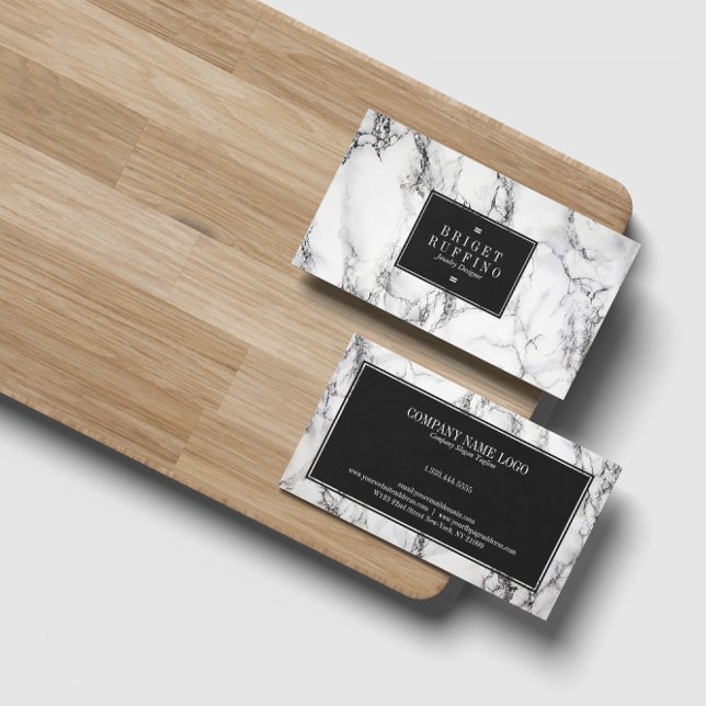 Modern Black & Grey Marble Jewellery Designer Business Card (Creator Uploaded)