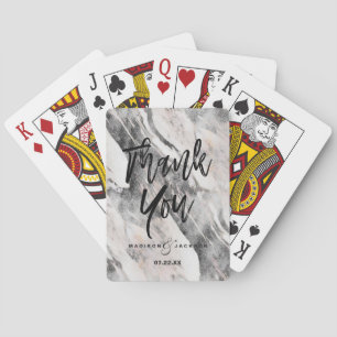 Modern Black & Grey Marble Wedding Thank You Playing Cards