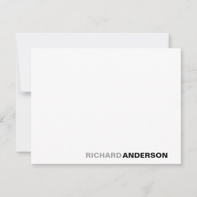 Modern Black Grey Modern Bold Font Typography Name Card (Front)