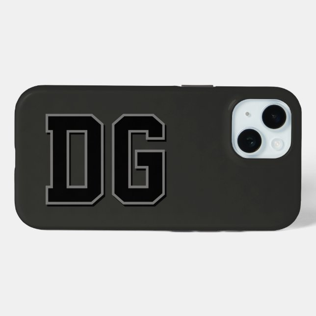 Modern Black Grey Monogram Initials Case-Mate iPhone Case (Back (Horizontal))