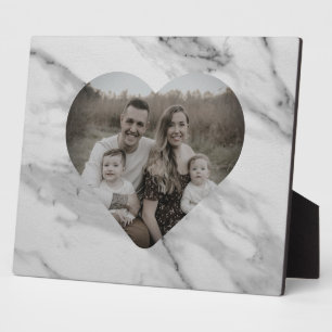 Modern black grey pink marble heart plaque