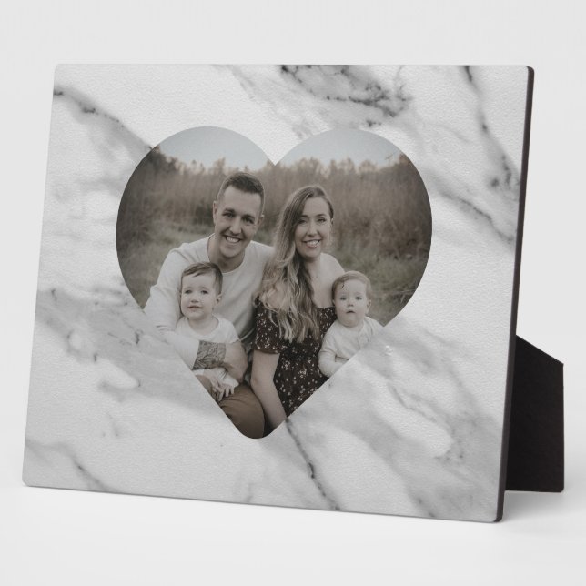 Modern black grey pink marble heart  plaque (Side)