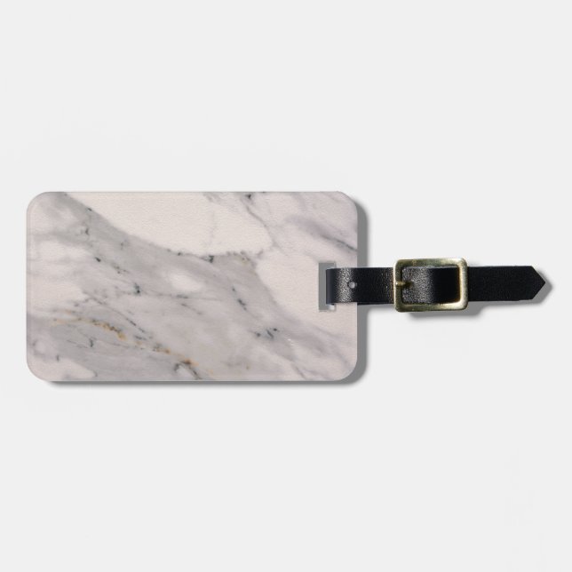 Modern black grey pink marble pattern  luggage tag (Front Horizontal)