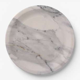Modern black grey pink marble pattern  paper plate