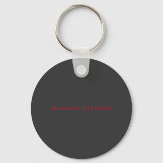 Modern Black Grey Red Professional Your Name Key Ring