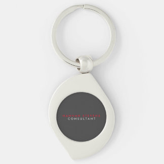 Modern Black Grey Red Professional Your Name Key Ring