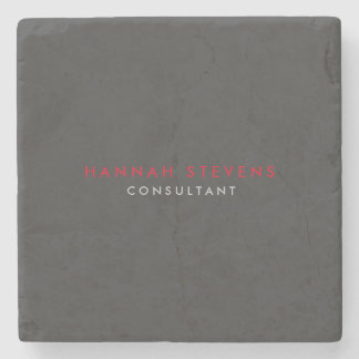 Modern Black Grey Red Professional Your Name Stone Coaster