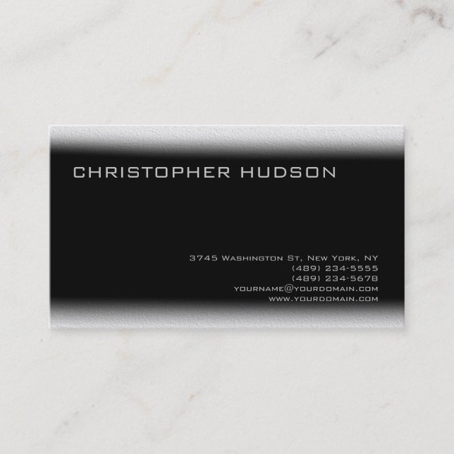 Modern Black Grey Simple Plain Business Card (Front)