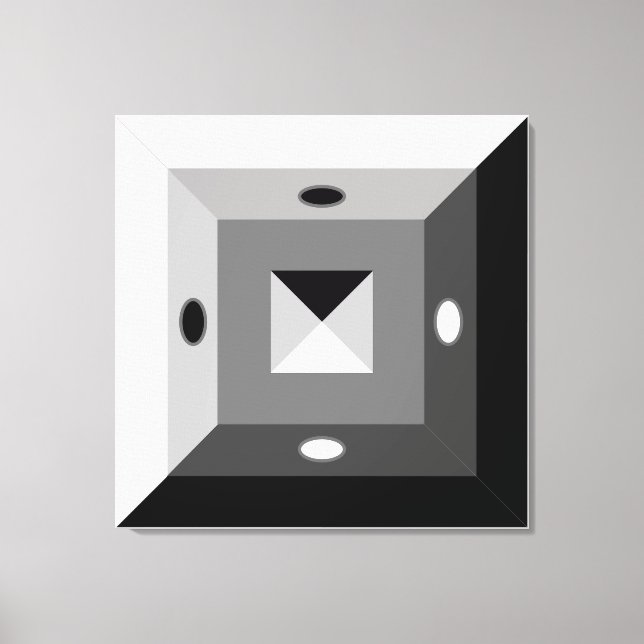Modern Black, Grey & White Geometric Abstract Art  Canvas Print (Front)