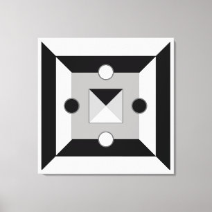 Modern Black, Grey & White Geometric Abstract Art Canvas Print