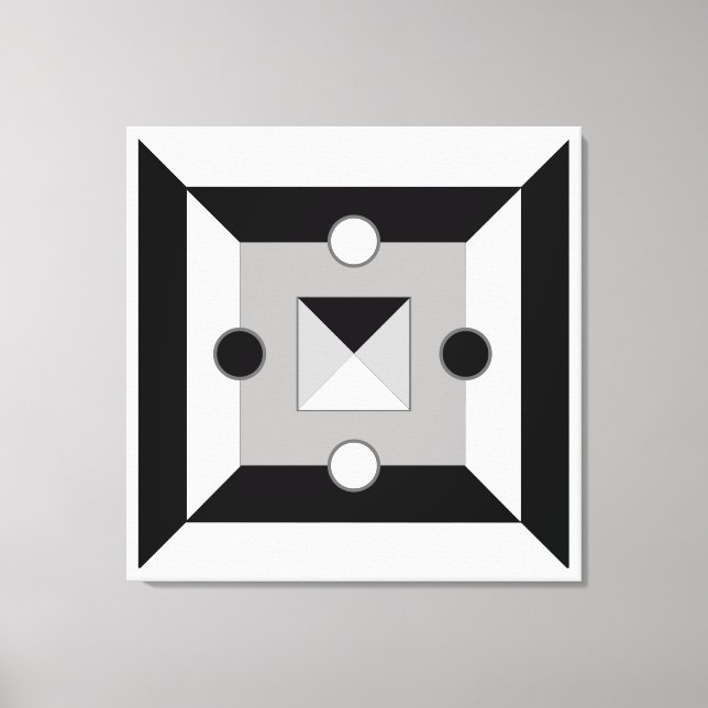 Modern Black, Grey & White Geometric Abstract Art  Canvas Print (Front)