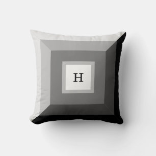 Modern Black, Grey & White Geometric Abstract Art  Cushion