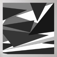 Modern Black, Grey, & White Geometric Triangles