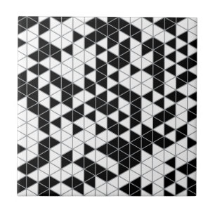 Modern Black Grey White Geometric Triangles Tile